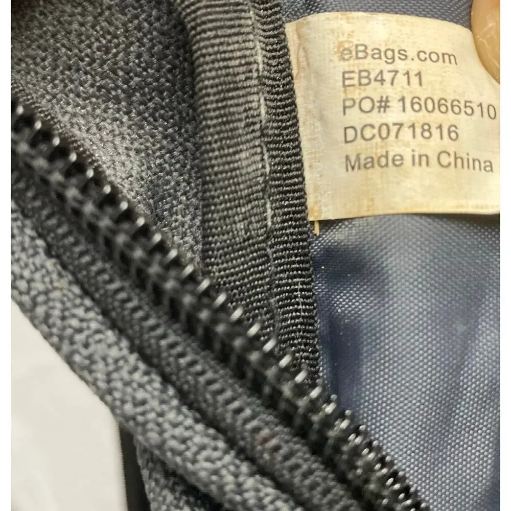 eBags EB4711 Laptop Backpack Gray Carabiner Clip Logo Embroidery Commuter Tech
